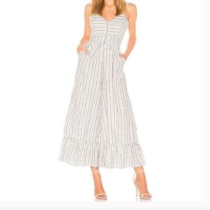 LoveShackFancy Edeline Blue and White Striped Jumpsuit